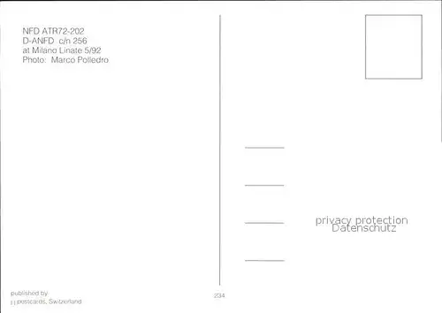Flugzeuge Zivil NFD ATR72 202 D ANFD c n 256 Kat. Flug