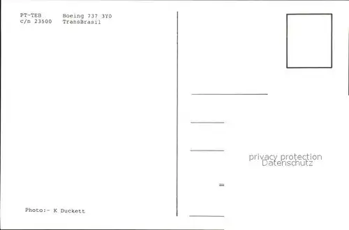 Flugzeuge Zivil PT TEB Boeing 737 3Y0 c n 23500 TransBrasil  Kat. Flug
