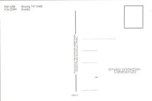 Flugzeuge Zivil HZ AIB Boeing 747 168B C n 22499 Saudia Kat. Flug