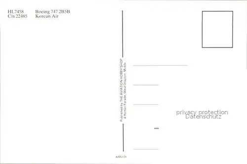 Flugzeuge Zivil HL7458 Boeing 747 2B5B C n 22485 Korean Air  Kat. Flug
