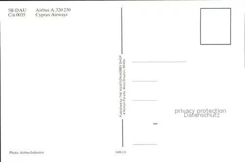 Flugzeuge Zivil 5B DAU Airbus A.320 230 C n 0035 Cyprus Airways  Kat. Flug
