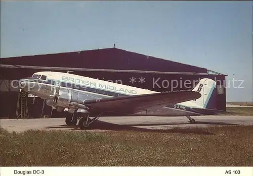 Flugzeuge Zivil Douglas DC 3 AS 103 G APBC British Midland Airways  Kat. Flug