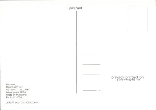 Flugzeuge Zivil Western Boeing 737 247 N236WA cn 23184 Kat. Flug