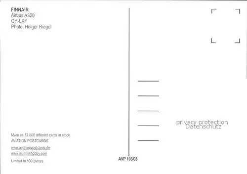 Flugzeuge Zivil Finnair Airbus A320 OH LXF  Kat. Flug