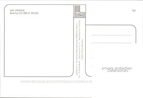 Flugzeuge Zivil Air France Boeing 737 300 F GFUD Kat. Flug