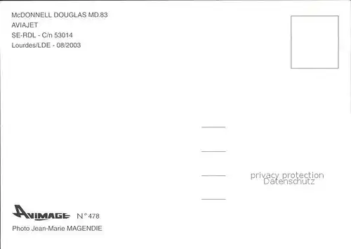 Flugzeuge Zivil McDonnell Douglas MD 83 Aviajet SE RDL C n 53014 Kat. Flug