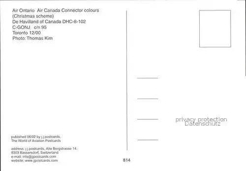 Flugzeuge Zivil Air Ontario Air Canada Connector De Havilland of Canada DHC 8 102 C GONJ c n 95 Kat. Flug