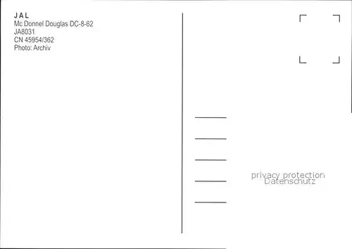 Flugzeuge Zivil JAL Mc Donnell Douglas DC 8 62 JA8031 CN 45954 362 Kat. Flug