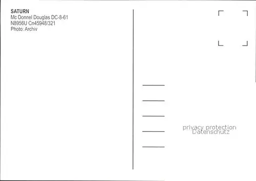 Flugzeuge Zivil Saturn Mc Donnell Douglas DC 8 61 N8956U Cn 45948 321 Kat. Flug