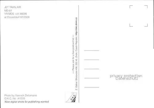 Flugzeuge Zivil Jet Tran Air MD 81 YR MDS c n 48098 Kat. Flug