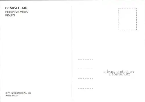 Flugzeuge Zivil Sempati Air Fokker F27 Mk600 PK JFG Kat. Flug