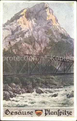 Verlag Schulverein Nr. 598 E. F. Hofecker Gesaeuse Planspitze Bruecke Kat. Bund der Deutschen