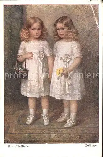 Kuenstlerkarte H. v. Friedlaender Zwillinge Kinder  Kat. Kuenstlerkarte