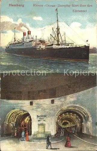 Dampfer Oceanliner Elbtunnel Hamburg Kat. Schiffe