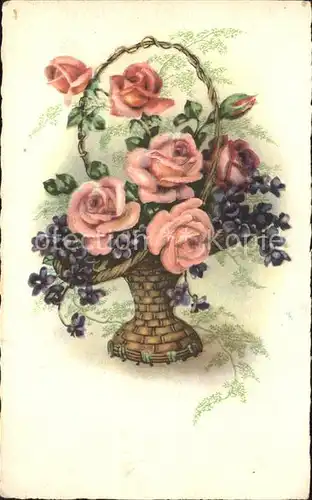 Rosen Veilchen Korb  Kat. Pflanzen