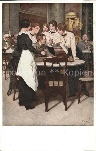 Wennerberg Brynolf Kriegspostkarte Nr. 11 Der Stammgast Cafe  Kat. Kuenstlerkarte
