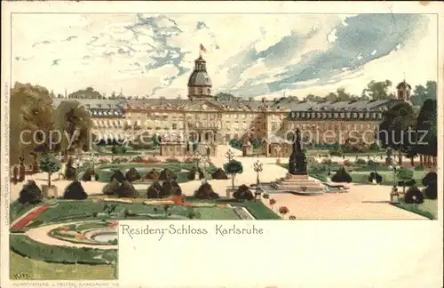 Kley Residenz Schloss Karlsruhe  Kat. Kuenstlerlitho