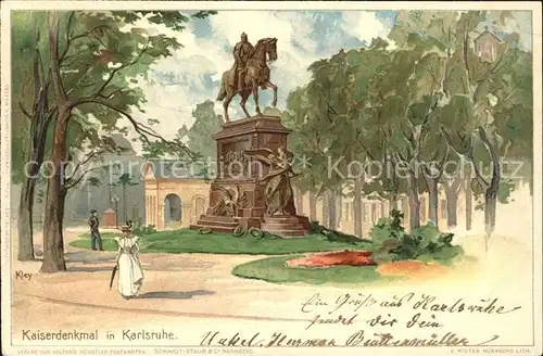 Kley Kaiserdenkmal Karlsruhe Kat. Kuenstlerlitho