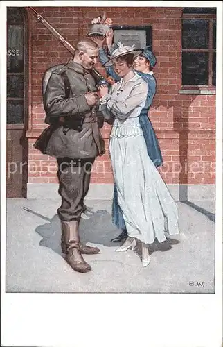 Wennerberg Brynolf Kriegspostkarte Nr. 8 Vor der Abfahrt Soldat Kat. Kuenstlerkarte