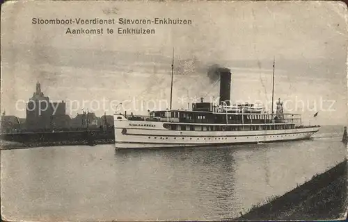 Dampfer Binnenschifffahrt Stoomboot Veerdienst Stavoren Enkhuizen Aankomst  Kat. Schiffe