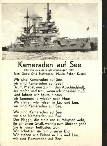 Marine Lied Kameraden auf See Goetz Otto Stoffregen Kat. Schiffe