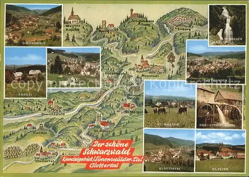 Panoramakarte Schwarzwald Kandelgebiet Simonswaelder Tal Glottertal