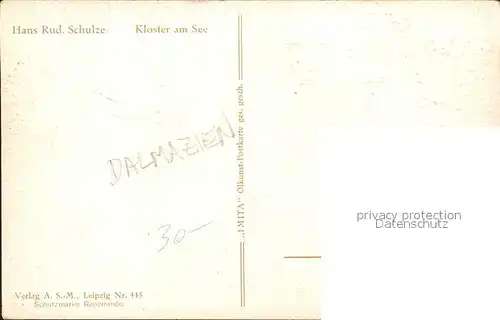 Kuenstlerkarte Hans Rudolf Schulze Kloster am See  Kat. Kuenstlerkarte