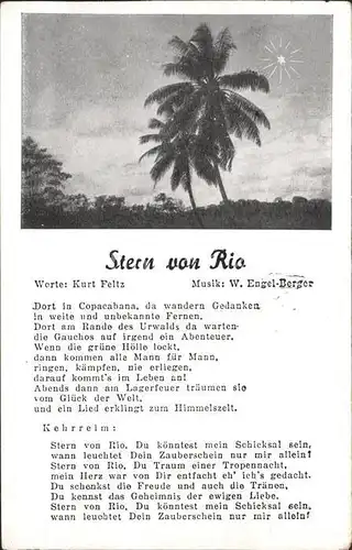 Liederkarte Stern von Rio Kurt Feltz W. Engel Berger  Kat. Musik