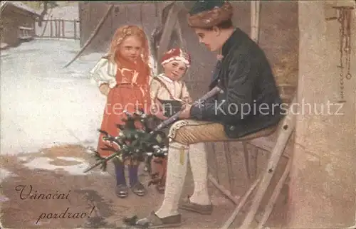 Weihnachten Kuenstlerkarte J. Douba Kinder  Kat. Greetings