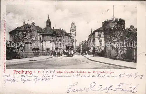 Strassenbahn Freiburg im Breisgau Schwabentorbruecke Schwabentor  Kat. Strassenbahn