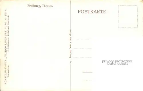 Verlag WIRO Wiedemann Nr. 2712 A Freiburg im Breisgau Theater  Kat. Verlage