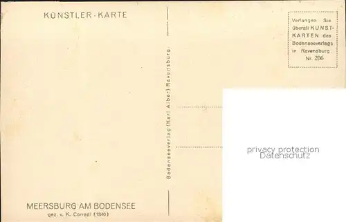 Kuenstlerkarte K. Corradi Meersburg am Bodensee  Kat. Kuenstlerkarte
