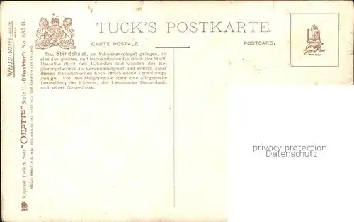 Verlag Tucks Oilette Nr. 635 B Staendehaus Schwanenspiegel Duesseldorf Charles E. Flower  Kat. Verlage