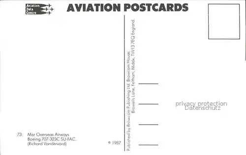 Flugzeuge Zivil Misr Overseas Airways Boeing 707 323C SU FAC Kat. Flug