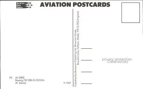 Flugzeuge Zivil Air 2000 Boeing 757 200 G OOOA Kat. Flug