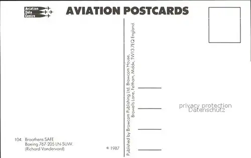 Flugzeuge Zivil Braathens Safe Boeing 767 205 LN SUW Kat. Flug