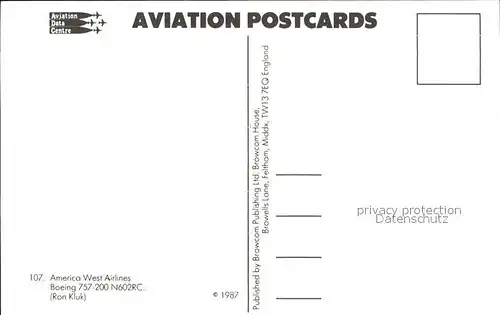 Flugzeuge Zivil America West Airlines Boeing757 200 N602RC Kat. Flug