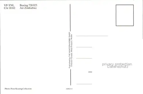 Flugzeuge Zivil Air Zimbabwe Boeing 720 025 VP YNL c n 18162 Kat. Flug