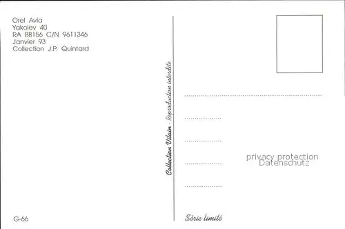 Flugzeuge Zivil Orel Avia Yakolev 40 RA 88156 c n   Kat. Flug