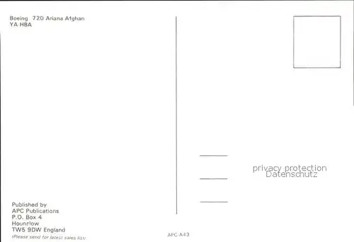 Flugzeuge Zivil Ariana Afghan Boeing 720 YA HBA Kat. Flug