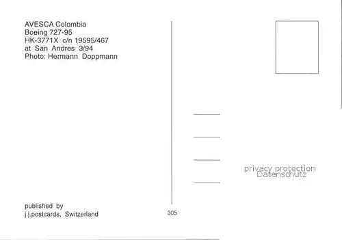 Flugzeuge Zivil Avesca Colombia Boeing 727 95 HK 3771X c n 19595 467 Kat. Flug