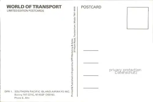 Flugzeuge Zivil South Pacific Boeing 707 321C N145SP 20016 Kat. Flug