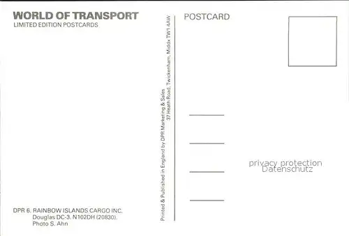 Flugzeuge Zivil Rainbow Islands Cargo Douglas DC 3  N102DH 20830 Kat. Flug