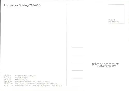 Lufthansa Boeing 747 400  Kat. Flug