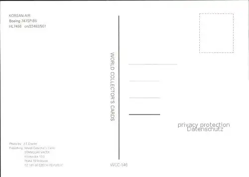 Flugzeuge Zivil Korean Air Boeing 747SP B5 HL 7456 cn 22483 501 Kat. Flug