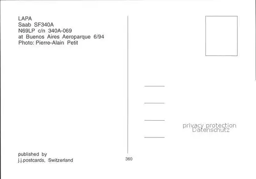 Flugzeuge Zivil Lapa Saab SF340A N69LP c n 340A 069 Kat. Flug