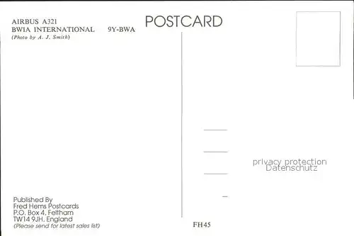 Flugzeuge Zivil BWIA International Airbus A321 9Y BWA  Kat. Flug