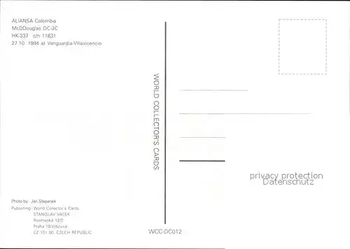 Flugzeuge Zivil Aliansa Colombia McDDouglas DC 3C HK 337 c n 11831 Kat. Flug