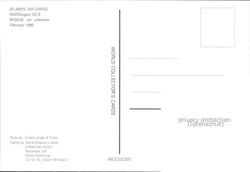 Flugzeuge Zivil Atlantic Air Cargo McDDouglas DC 3 N705GB c n unknown  Kat. Flug