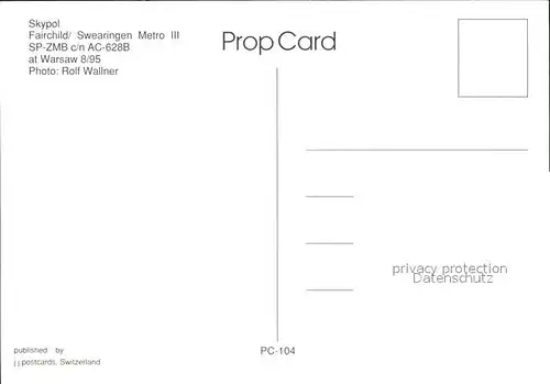 Flugzeuge Zivil Skypol Fairchild Swearingen Metro III SP ZMB c n AC 628B  Kat. Flug